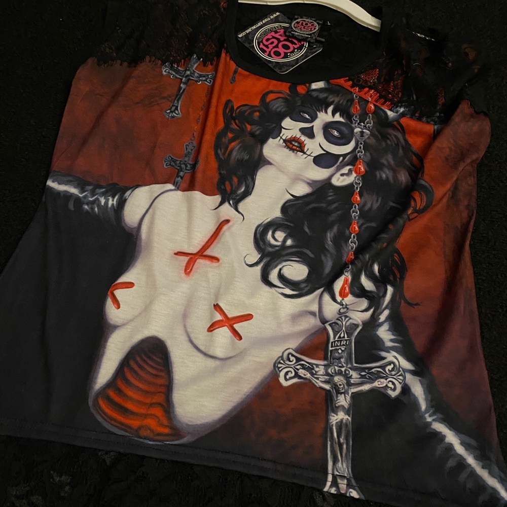 Back lace top with naked lady on front